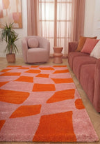 Joli Checkered Orange & Pink Rug - Joe’s Haven