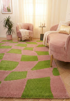 Joli Checkered Green & Pink Rug - Joe’s Haven