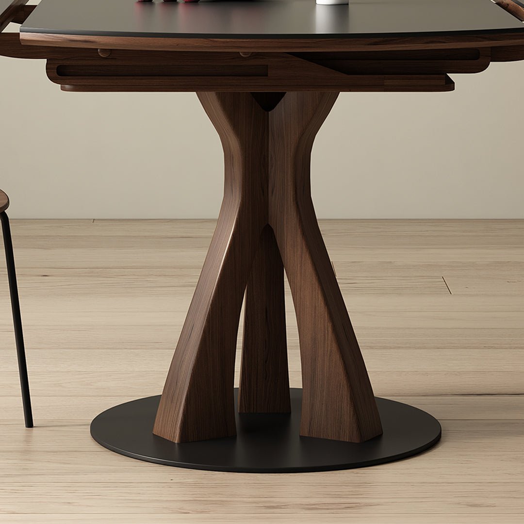 Caruso Round Folding Dining Table, Sintered Stone, Black - Joe’s Haven