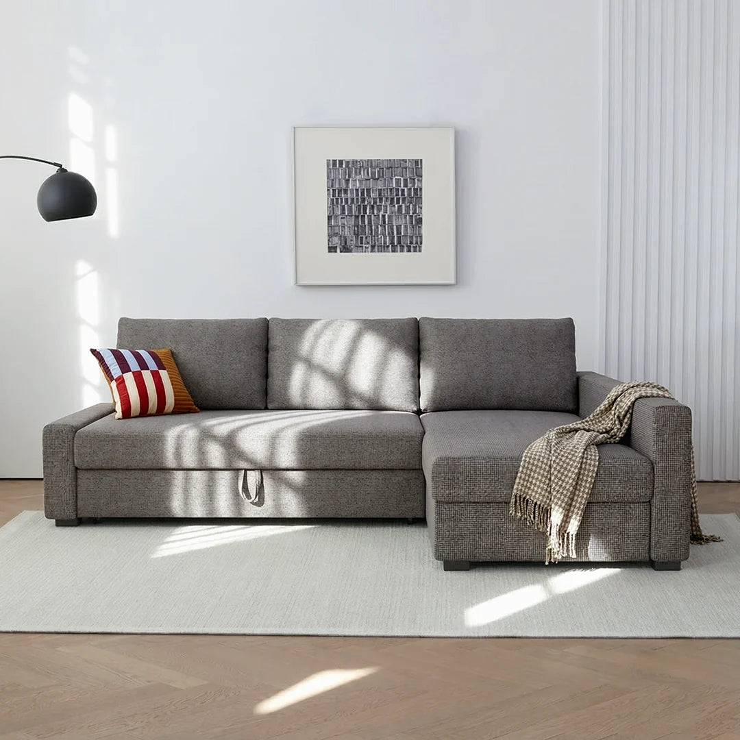 Edwards Three Seater Corner Sofa Bed With Storage, Linen - Joe’s Haven