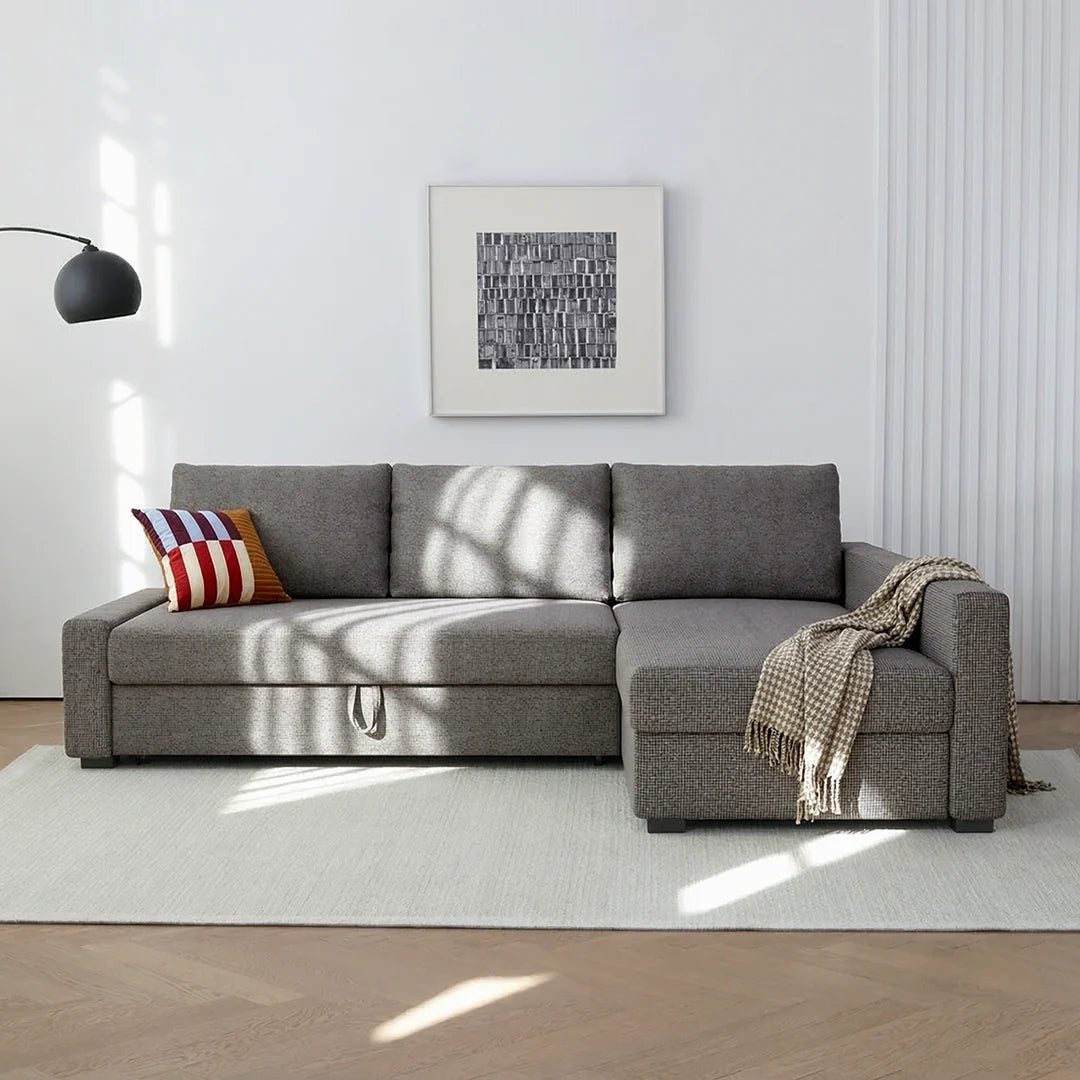 Edwards Three Seater Corner Sofa Bed With Storage, Linen - Joe’s Haven