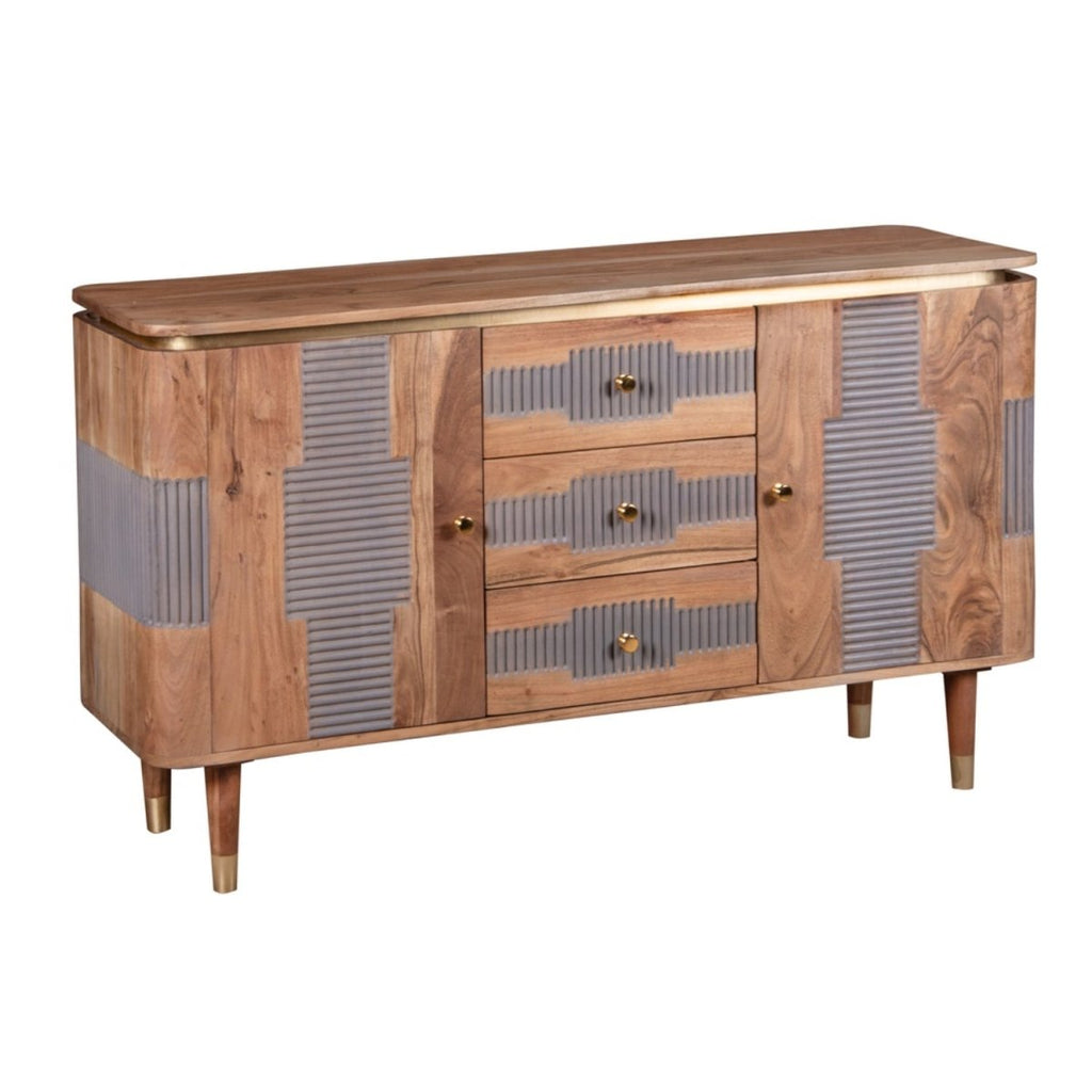 Berkley Acacia Wood 2 Doors 3 Drawers Sideboard - Joe’s Haven