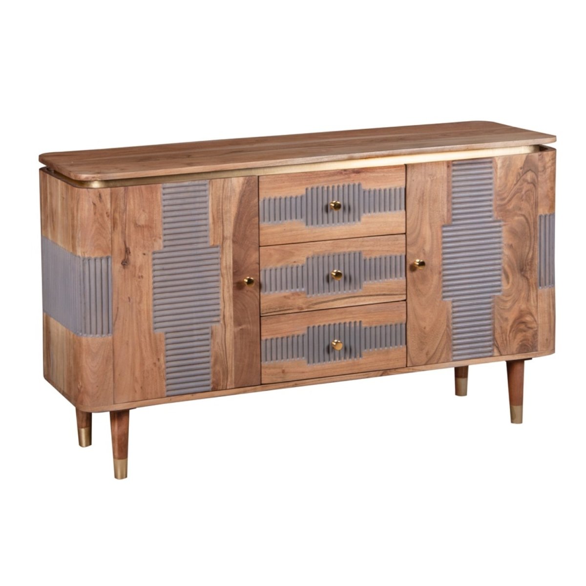 Berkley Acacia Wood 2 Doors 3 Drawers Sideboard - Joe’s Haven