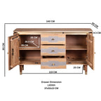 Berkley Acacia Wood 2 Doors 3 Drawers Sideboard - Joe’s Haven
