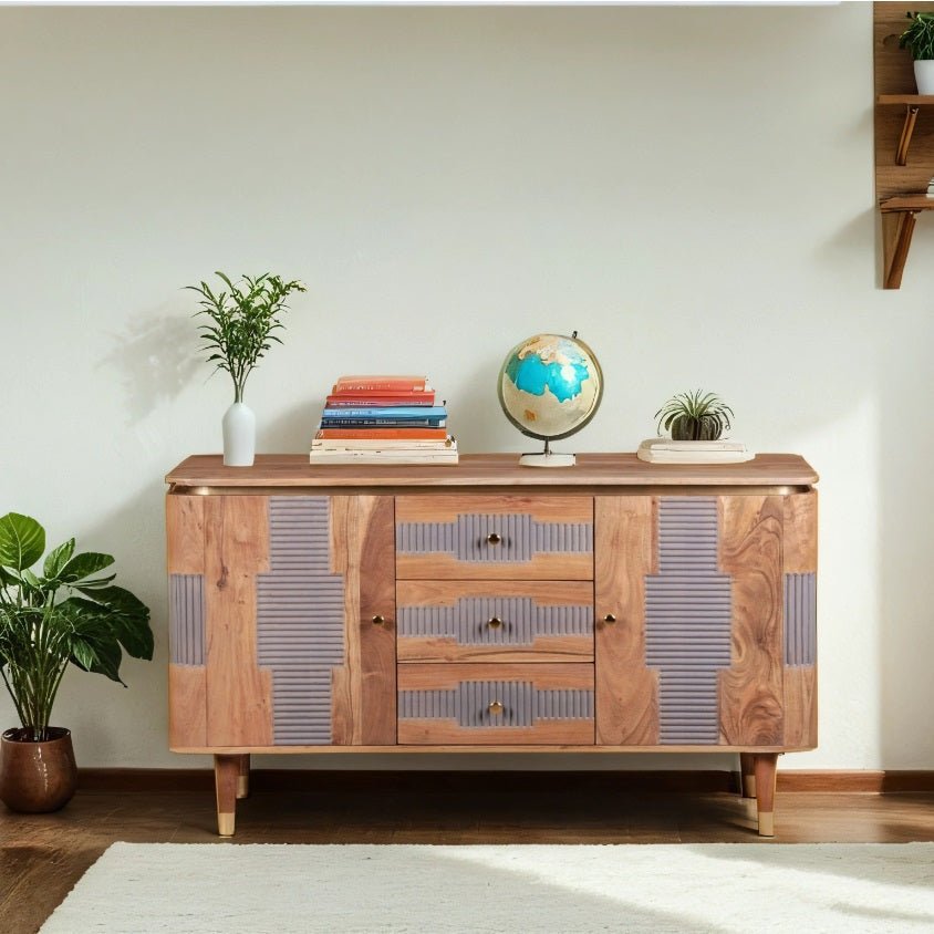 Berkley Acacia Wood 2 Doors 3 Drawers Sideboard - Joe’s Haven