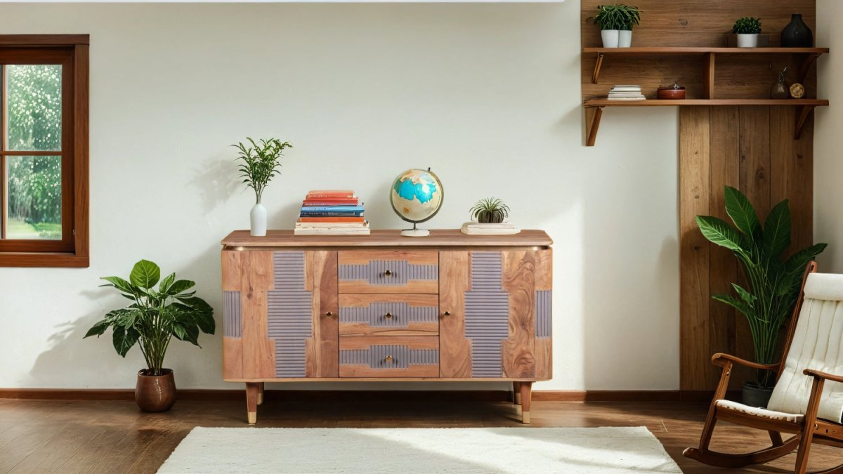Berkley Acacia Wood 2 Doors 3 Drawers Sideboard - Joe’s Haven