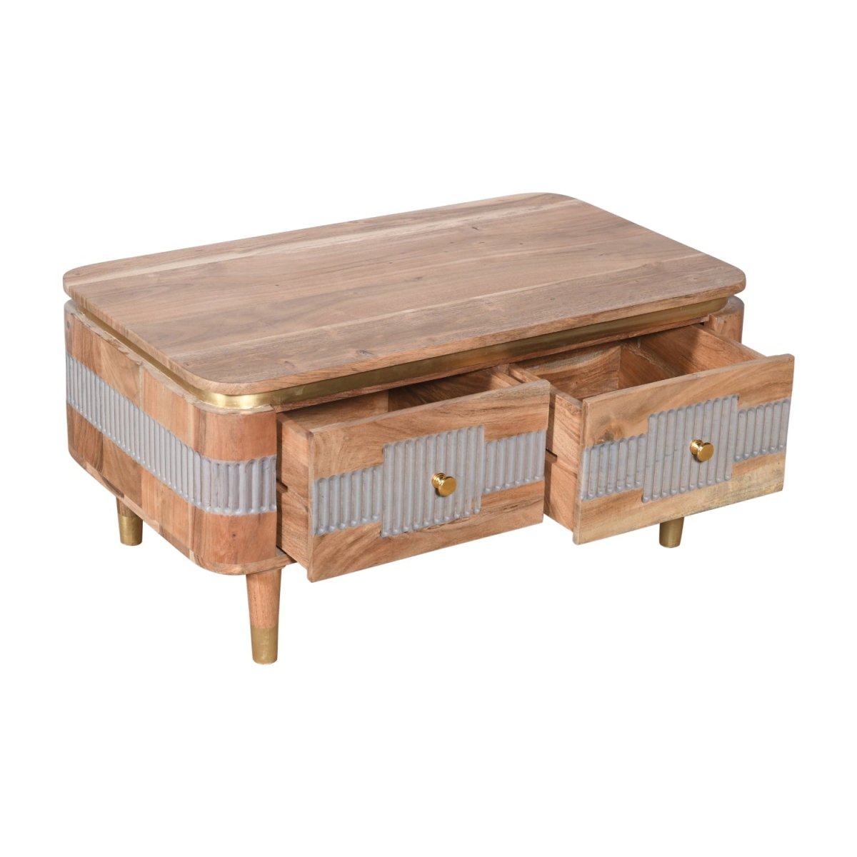 Berkley Acacia Wood 2 Drawers Coffee Table - Joe’s Haven