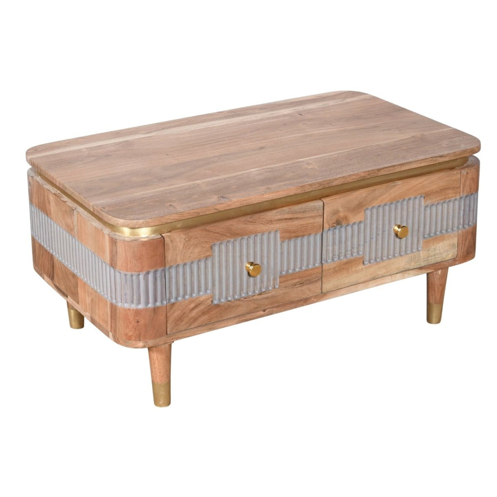 Berkley Acacia Wood 2 Drawers Coffee Table - Joe’s Haven