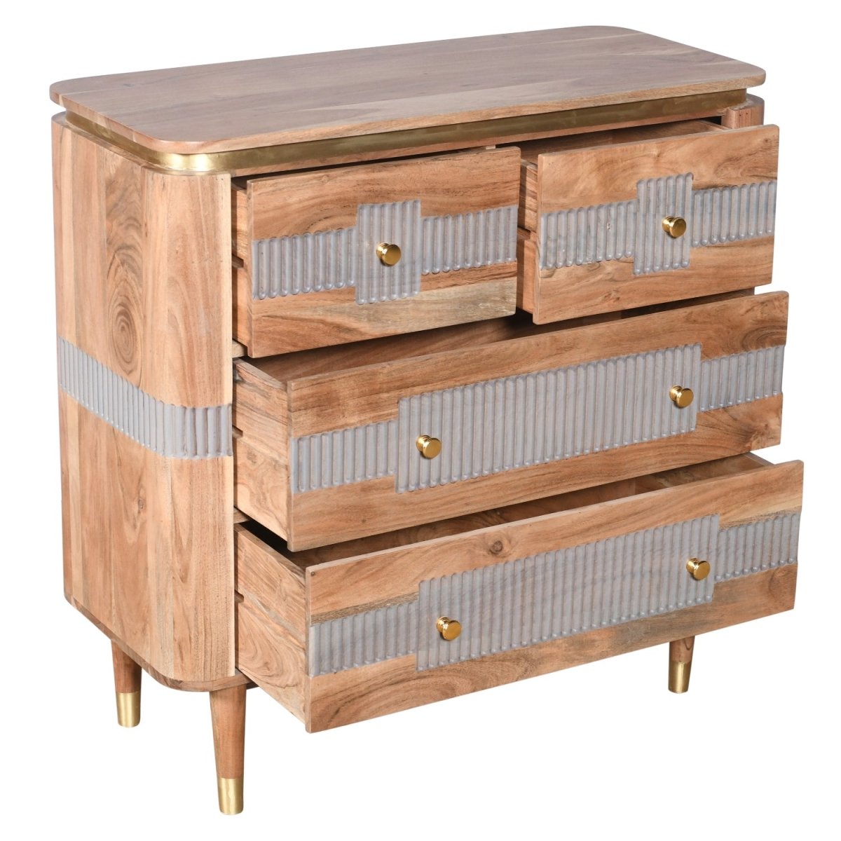 Berkley Acacia Wood 4 Drawers Chest - Joe’s Haven
