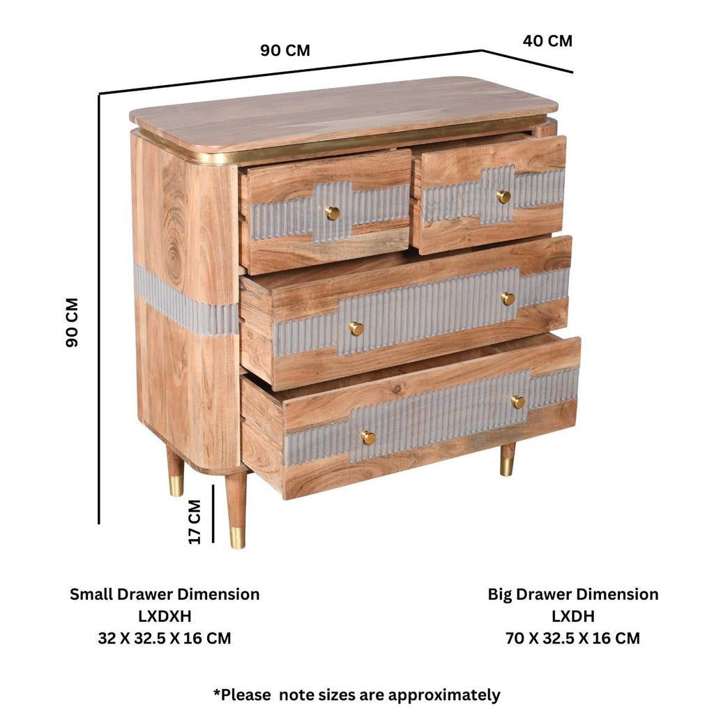 Berkley Acacia Wood 4 Drawers Chest - Joe’s Haven