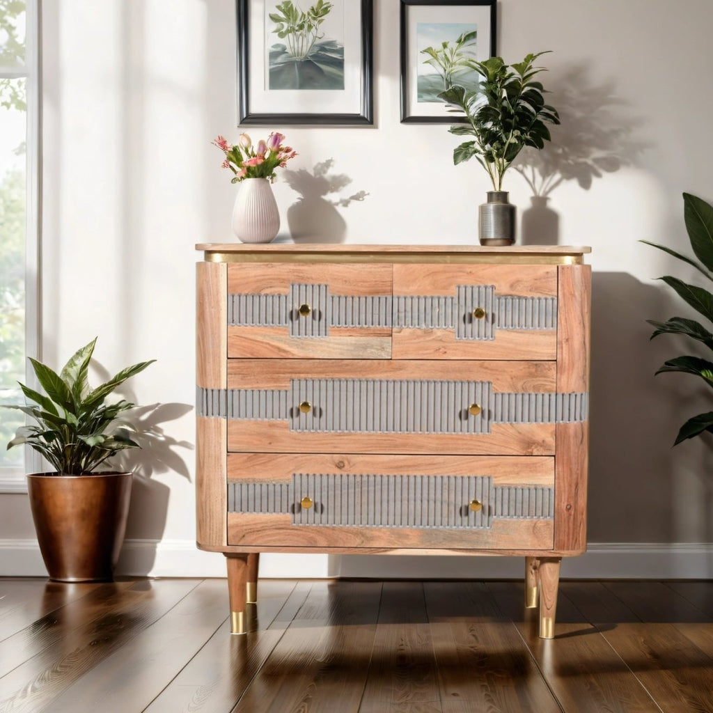 Berkley Acacia Wood 4 Drawers Chest - Joe’s Haven