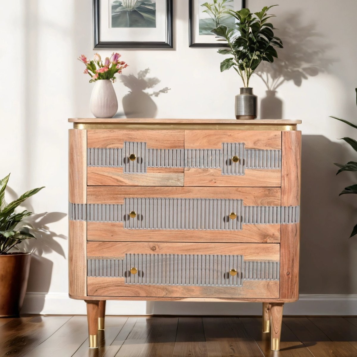 Berkley Acacia Wood 4 Drawers Chest - Joe’s Haven