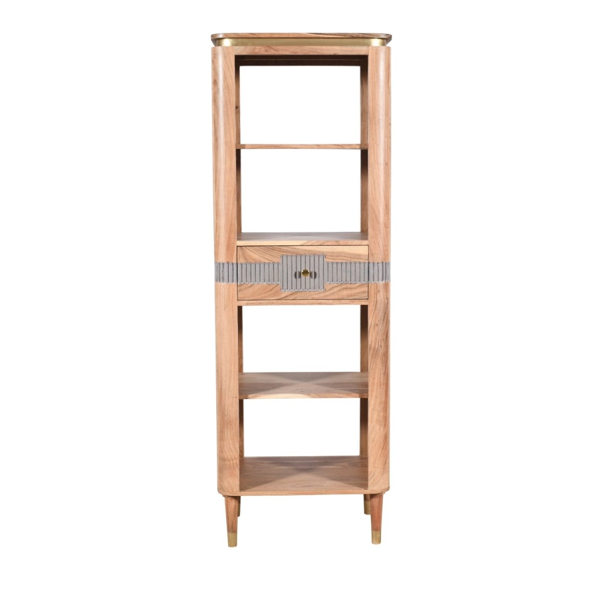 Berkley Acacia Wood 1 Drawers Open Bookcase - Joe’s Haven