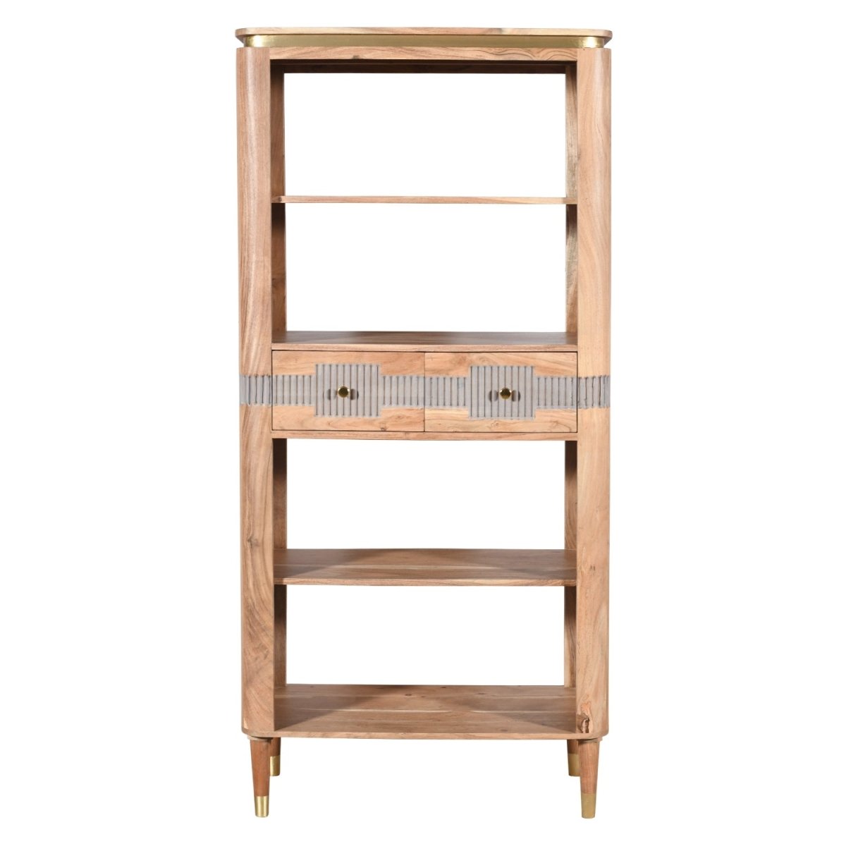 Berkley Acacia Wood 2 Drawers Open Bookcase - Joe’s Haven