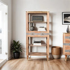 Berkley Acacia Wood 2 Drawers Open Bookcase - Joe’s Haven