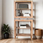 Berkley Acacia Wood 2 Drawers Open Bookcase - Joe’s Haven