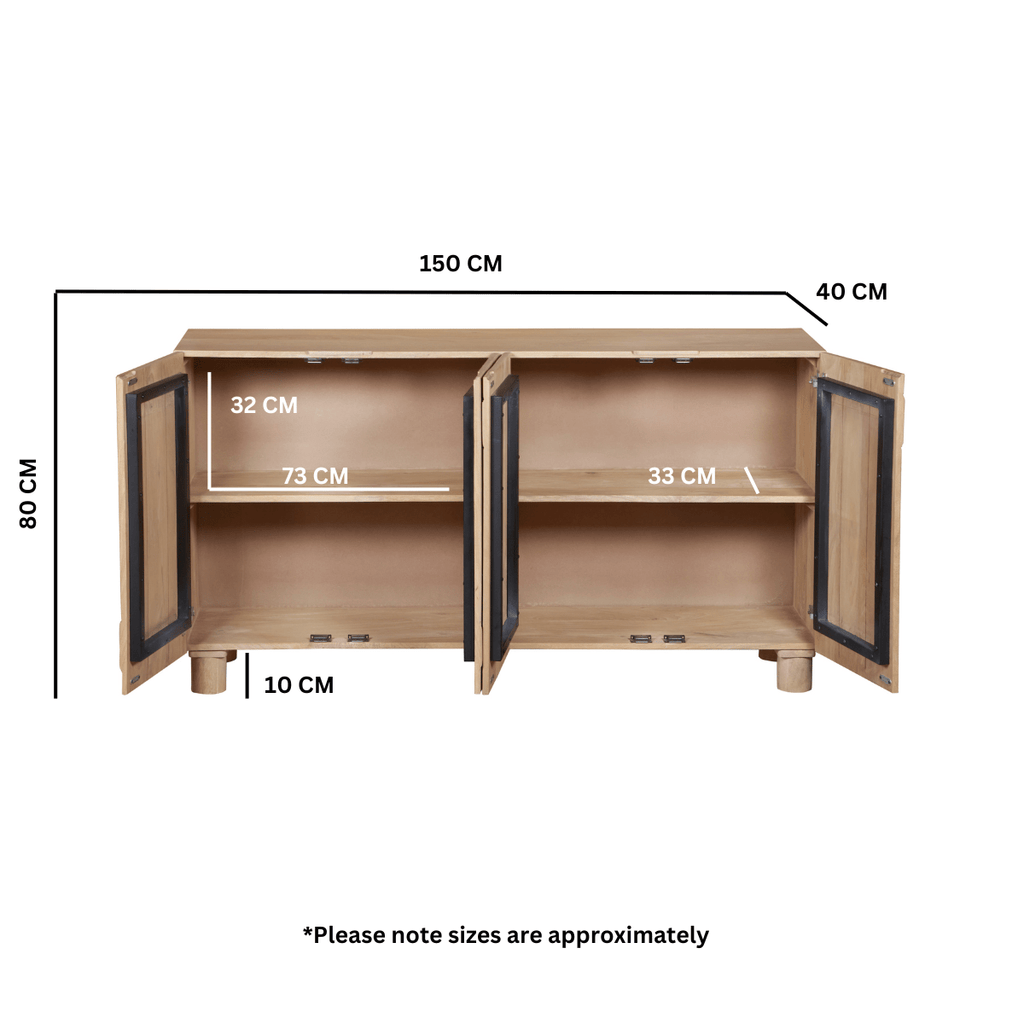 Ajmer Solid Wooden Extra Large Sideboard - Joe’s Haven