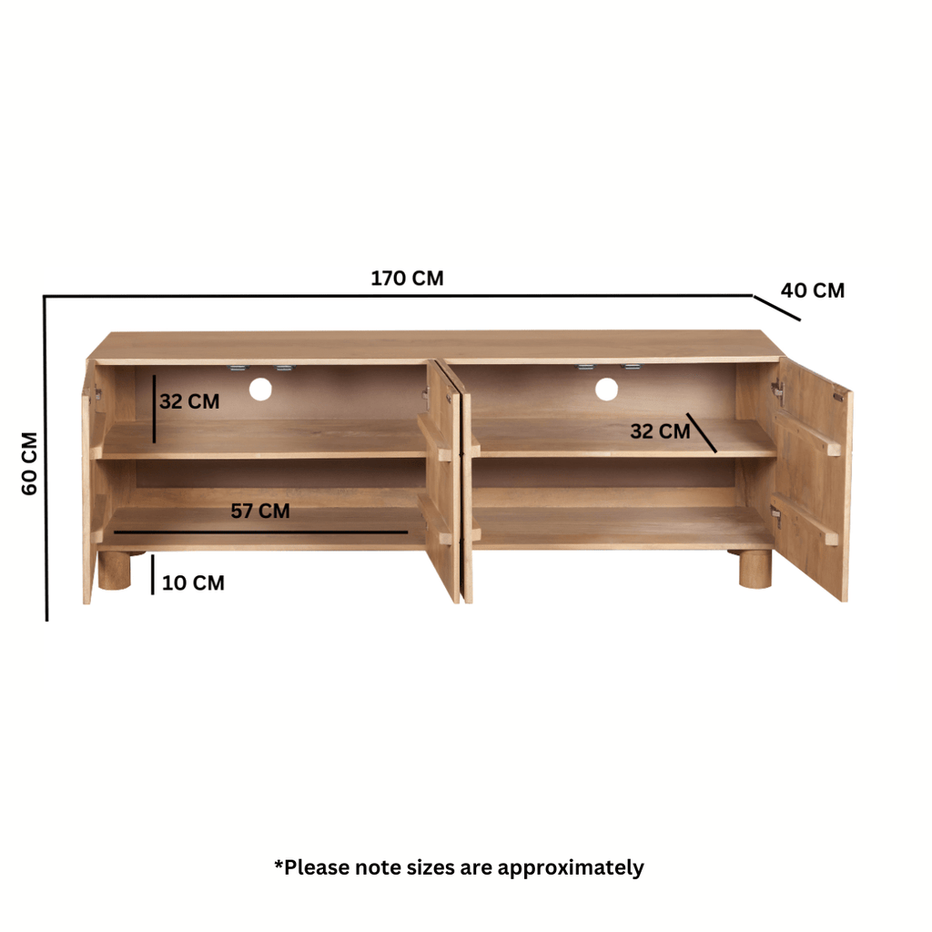 Ajmer Solid Wood Large Low Board TV Cabinet - Joe’s Haven