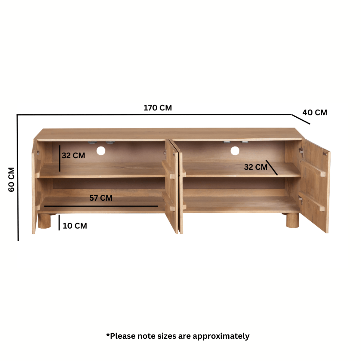 Ajmer Solid Wood Large Low Board TV Cabinet - Joe’s Haven