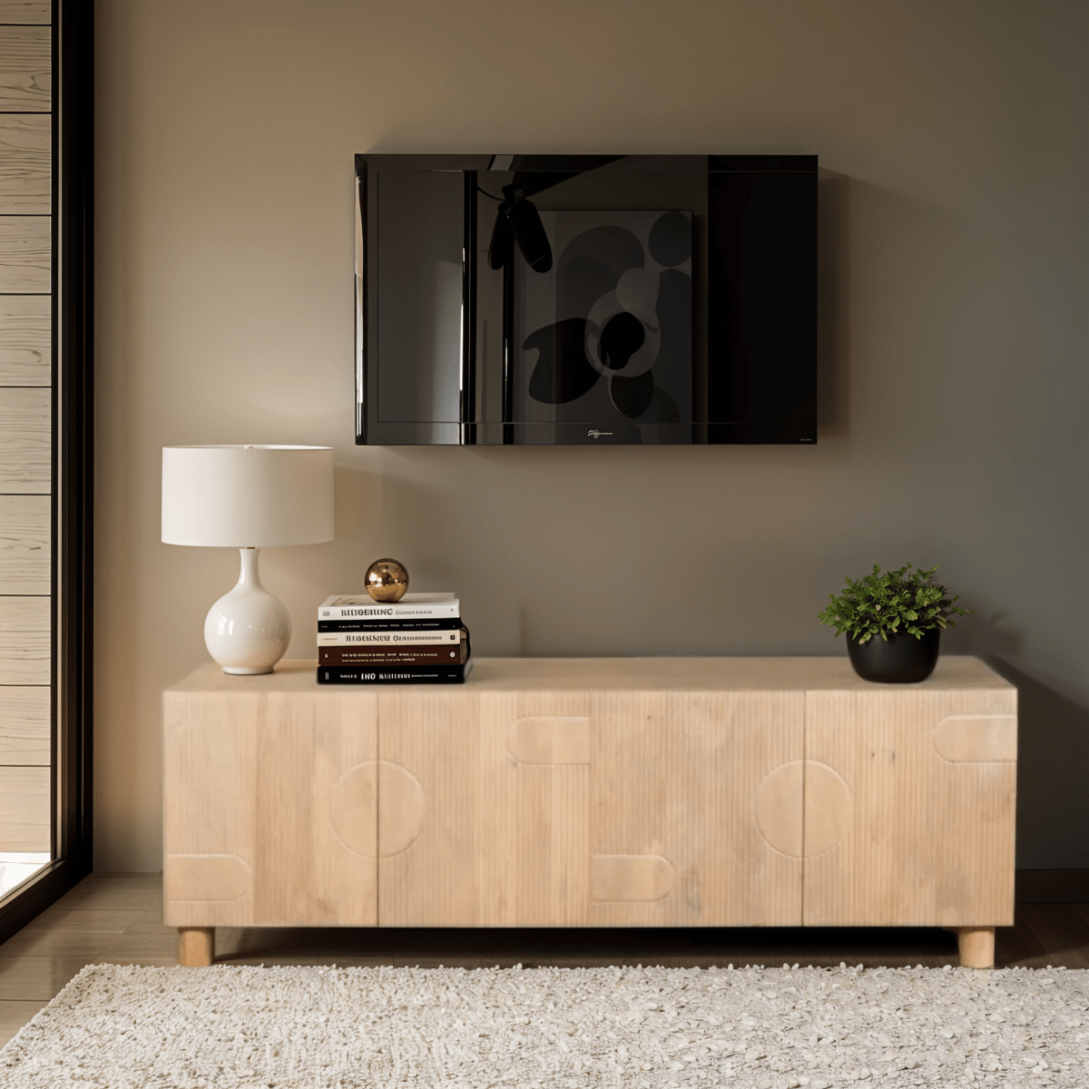 Ajmer Solid Wood Large Low Board TV Cabinet - Joe’s Haven