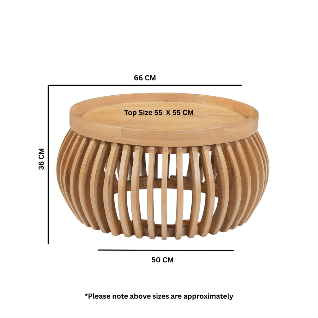 Jodhpur Solid Wood Small Round Low Coffee Table - Joe’s Haven