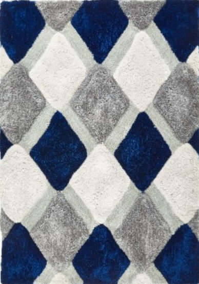 3D Navy Geometric Shaggy Rug - Joe’s Haven