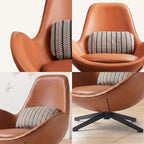 Snail Swivel Accent Armchair, Brown Leather