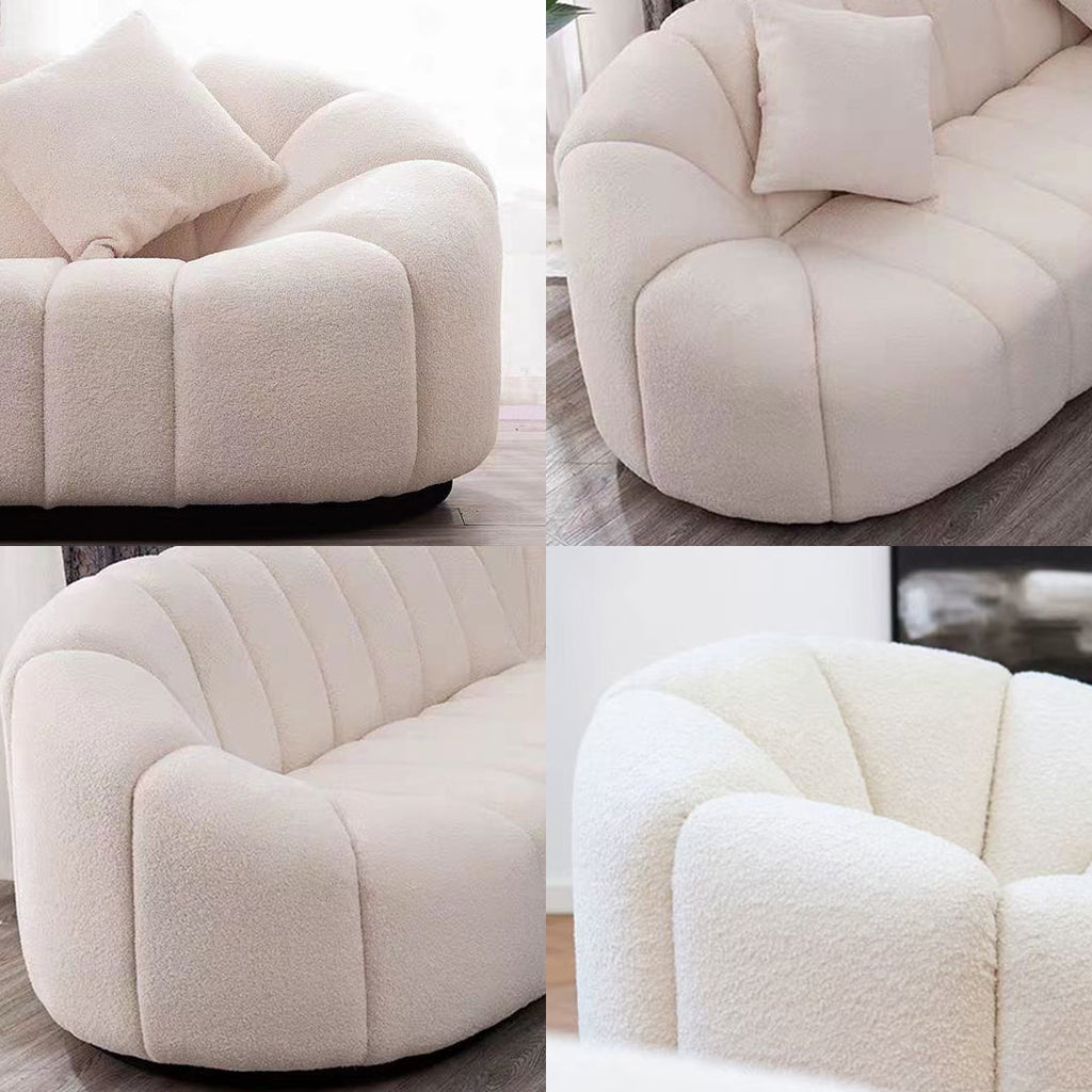 Arsav Pumpkin Armchair, White Boucle