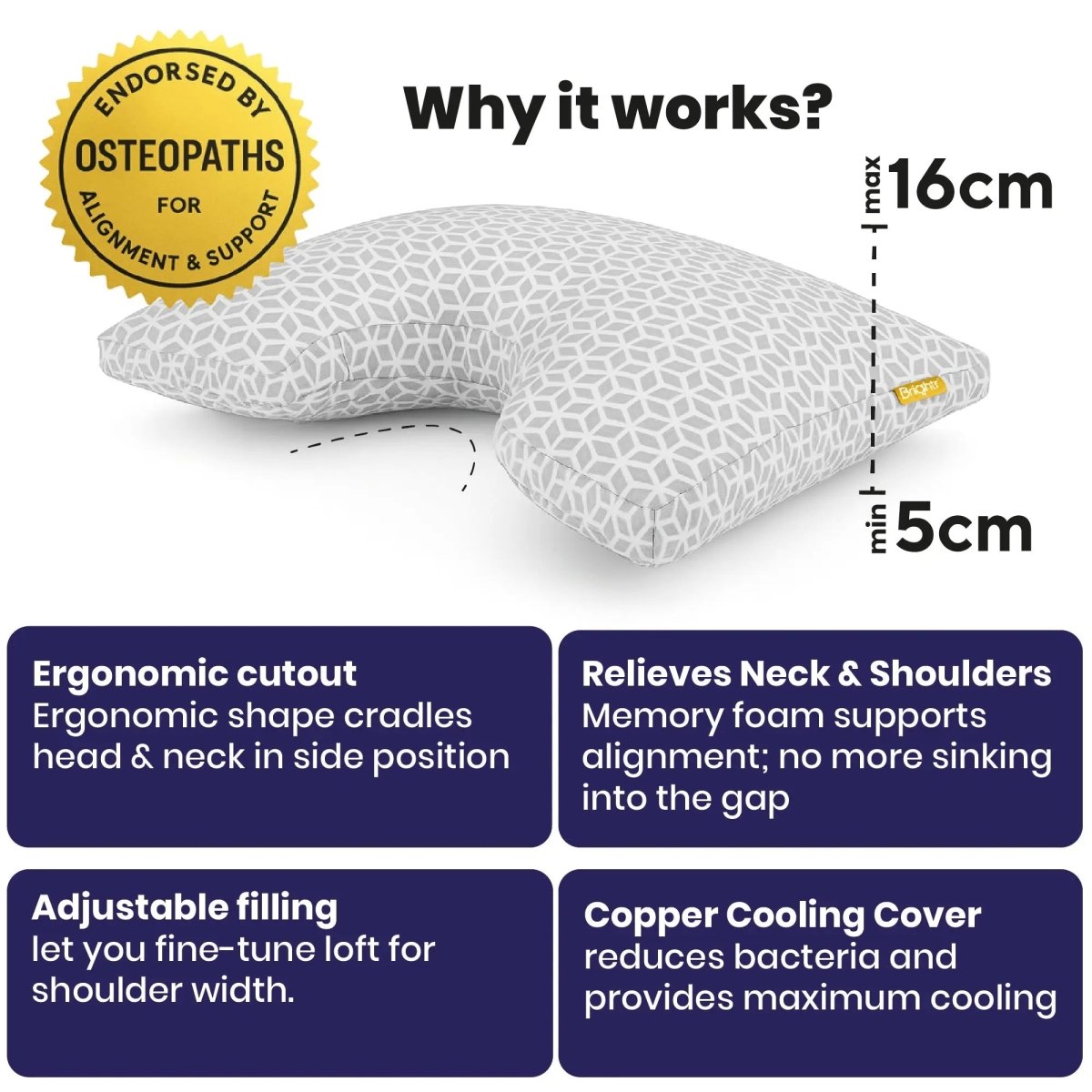 Brightr® MoonHug Adjustable Memory Foam pillow - Joe’s Haven