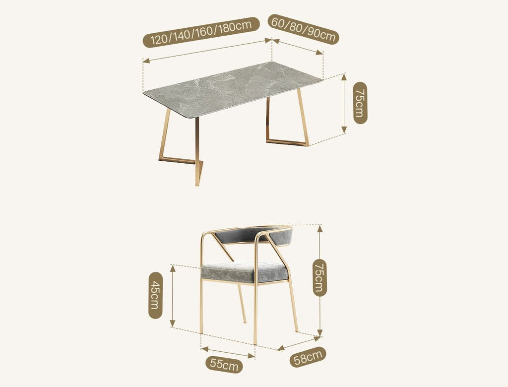 Attleboro Dining Table, Sintered Stone & Gold - Joe’s Haven