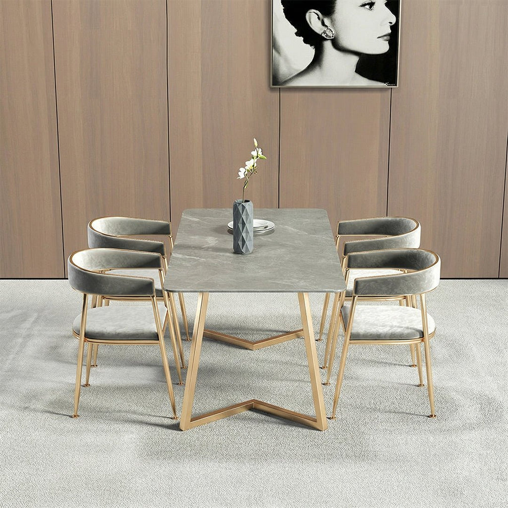 Attleboro Dining Table, Sintered Stone & Gold - Joe’s Haven