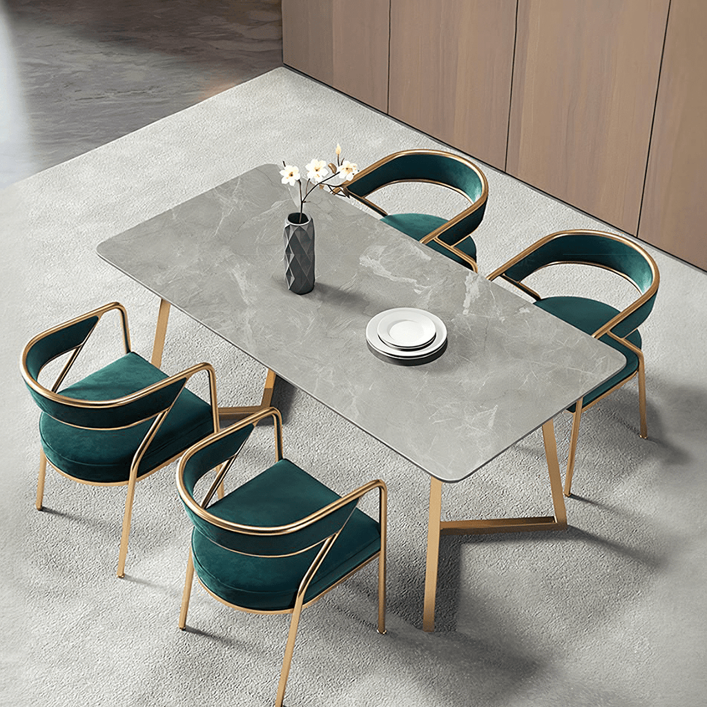 Attleboro Dining Table, Sintered Stone & Gold - Joe’s Haven