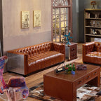 Aviator Three Seater Sofa, Real Leather And Aluminium - Joe’s Haven