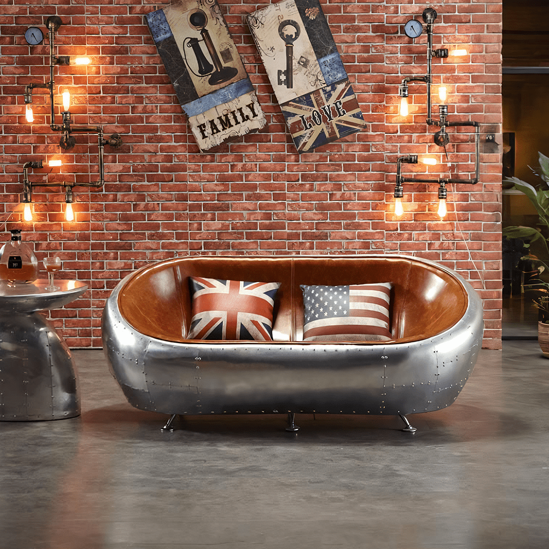 Aviator Airplane Tub Two Seater Sofa, Aluminum Loveseat - Joe’s Haven