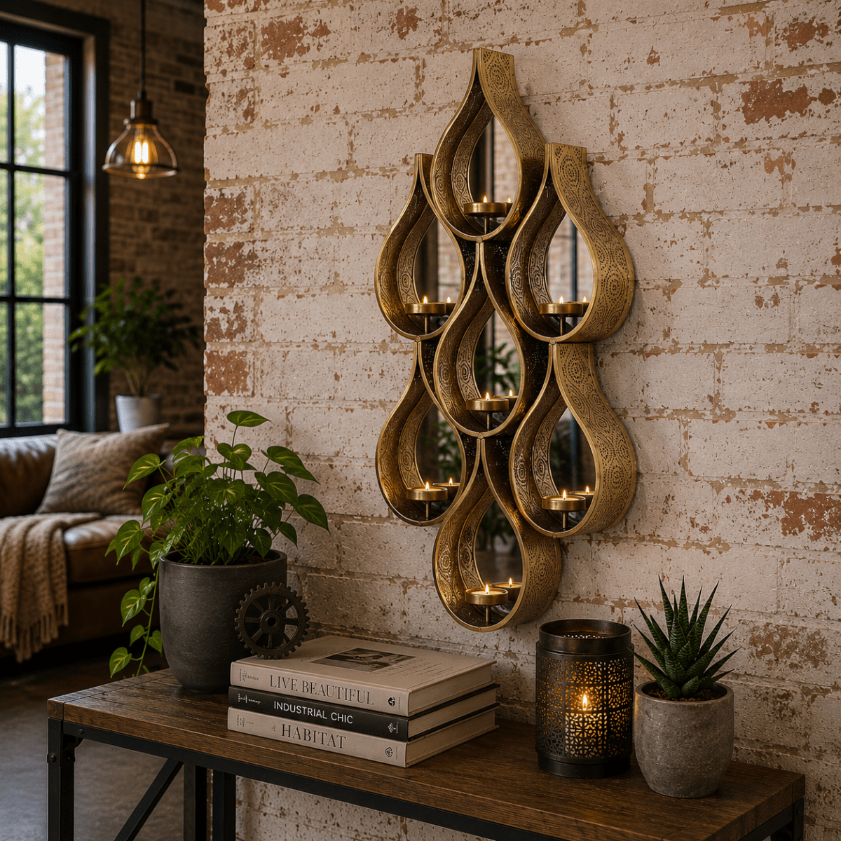 Belluri Raindrop Mirror with Candle Holders - Joe’s Haven