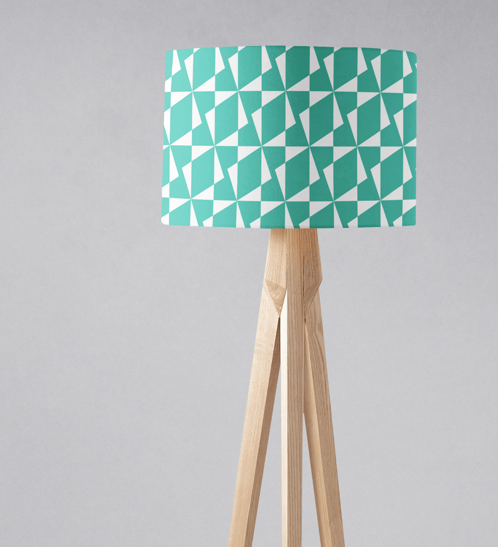 Turquoise and White Retro Geometric Lampshade, Ceiling or Table Lamp Shade - Joe’s Haven