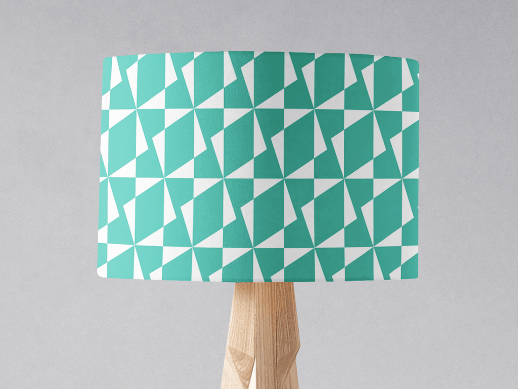 Turquoise and White Retro Geometric Lampshade, Ceiling or Table Lamp Shade - Joe’s Haven