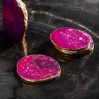 Bowerbird Agata Set of 4 Agate Pink and Gold Coasters - Joe’s Haven