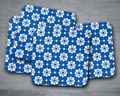 Blue and White Geometric Tiles Design Coaster, Table Decor Drinks Mat - Joe’s Haven