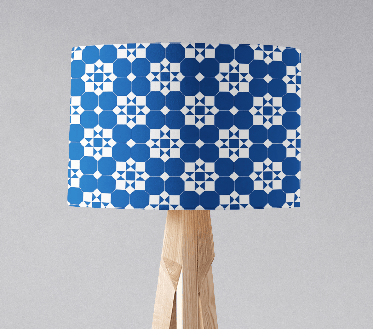 Blue and White Geometric Tiles Design Lampshade, Ceiling or Table Lamp Shade - Joe’s Haven