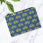 Dark Blue Bicycle Print Makeup Bag - Handmade Cosmetic Pouch with Water - Resistant Lining - Joe’s Haven