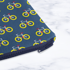 Dark Blue Bicycle Print Makeup Bag - Handmade Cosmetic Pouch with Water - Resistant Lining - Joe’s Haven
