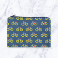 Dark Blue Bicycle Print Makeup Bag - Handmade Cosmetic Pouch with Water - Resistant Lining - Joe’s Haven