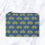 Dark Blue Bicycle Print Makeup Bag - Handmade Cosmetic Pouch with Water - Resistant Lining - Joe’s Haven