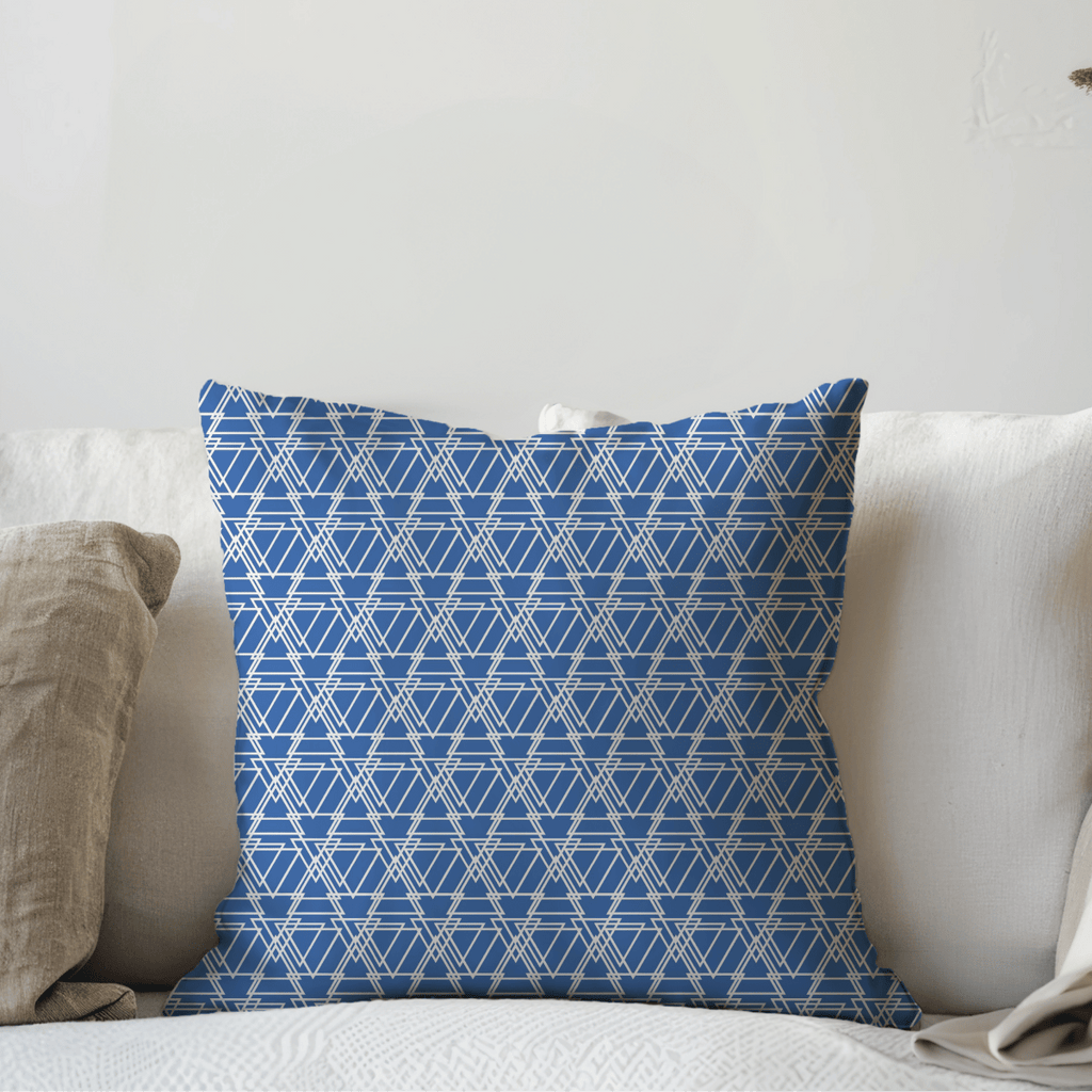 Modern Geometric Blue Cushion Cover – Modern Geometric Cotton Cushion Cover - Joe’s Haven