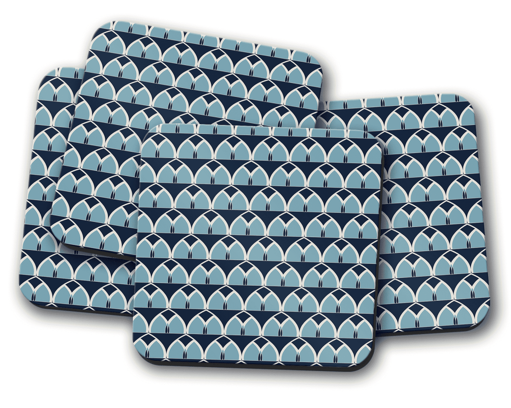 Blue Geometric Arches Design Coaster, Table Decor Drinks Mat - Joe’s Haven