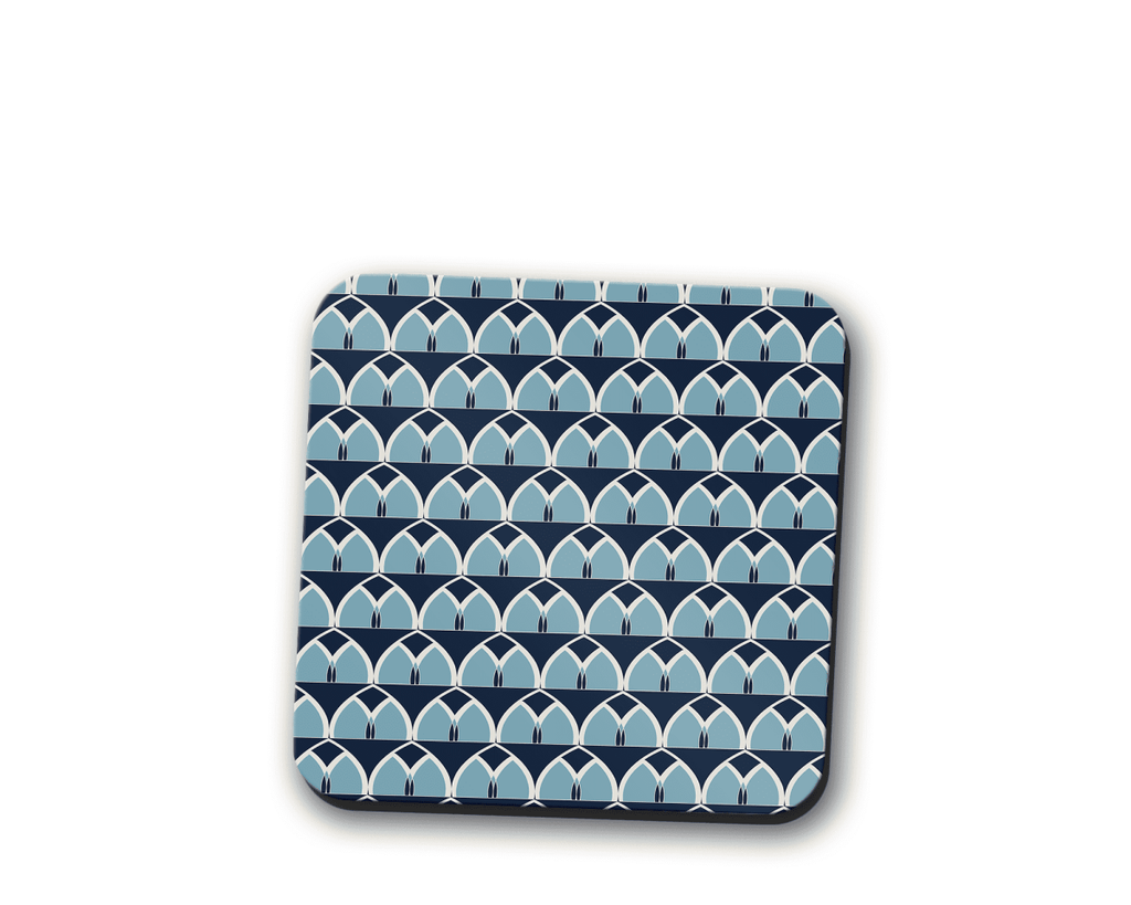 Blue Geometric Arches Design Coaster, Table Decor Drinks Mat - Joe’s Haven