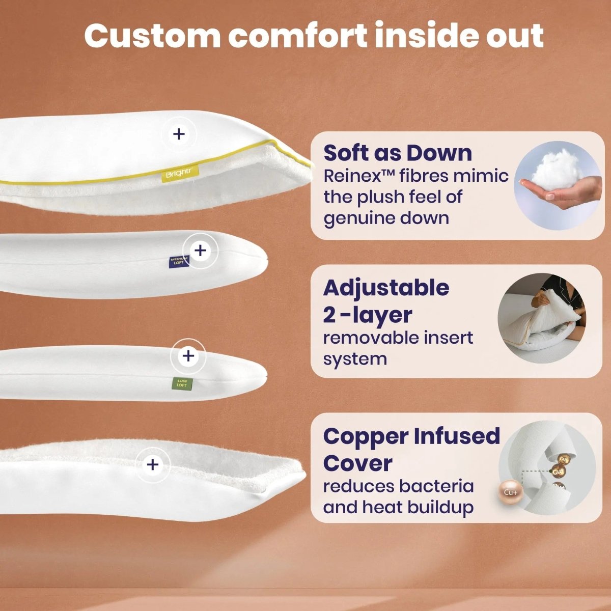 Brightr® Nox Vegan Best Down Alternative pillow - Joe’s Haven