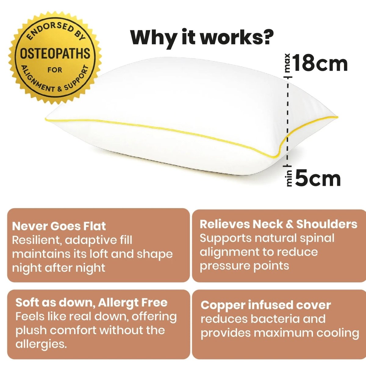 Brightr® Nox Vegan Best Down Alternative pillow - Joe’s Haven
