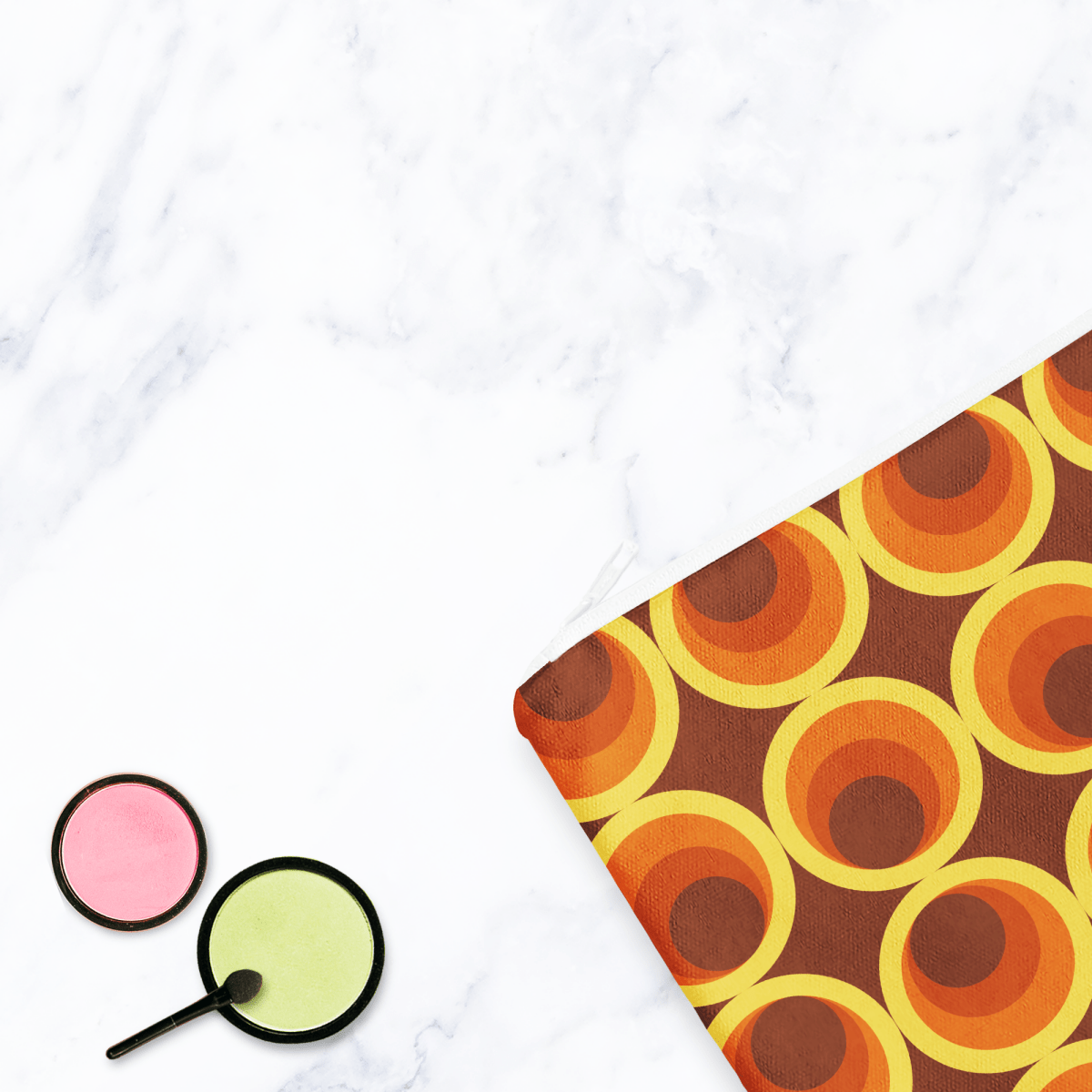 Dark Brown Retro Geometric Make Up bag - Joe’s Haven